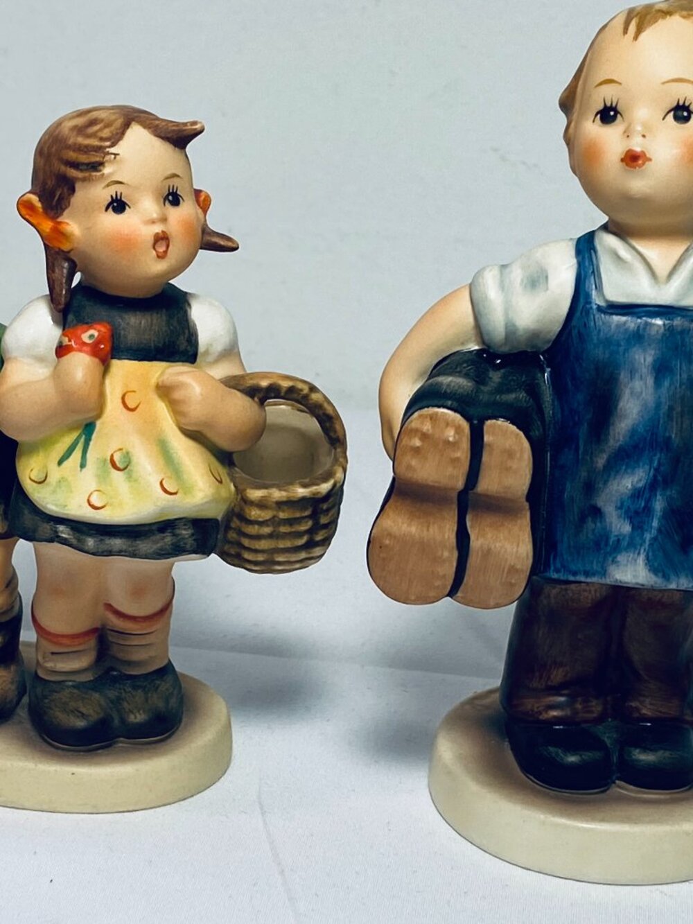 (2) VNTG Hummel Goebel Retired Porcelain Figurines W. Germany: To Market / Boots